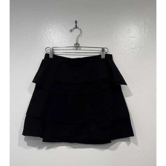 BCBG Maxazria Layered Mini Skirt Women’s Size 0 Black Tiered Y2K Look Boho Arsty - Picture 1 of 7